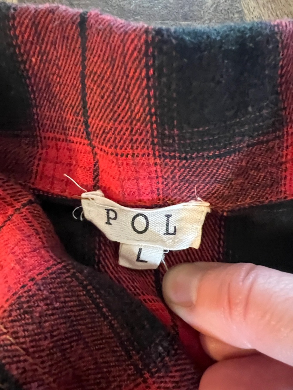 POL Red and Black Plaid Button-Up Shacket - Picture 2 of 2